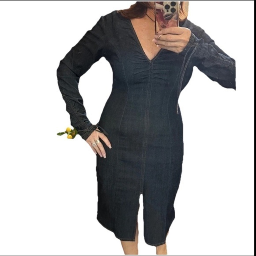 Jordache Vintage Denim FUBU Stretch Pencil Dress Rear Zip 9/10 Western